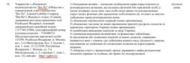 Із рішення РНБО про накладення санкцій від 10 березня 2023 року