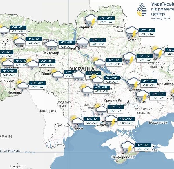 Грози та град 8 червня: прогноз погоди для України