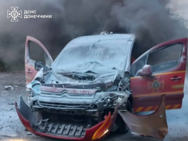 FPV-дрон атакував авто рятувальників на Донеччині 2